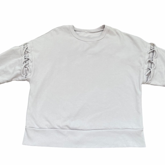 ALO Yoga Hook Up Dove Grey Sweater Sweatshirt - Picture 3 of 13